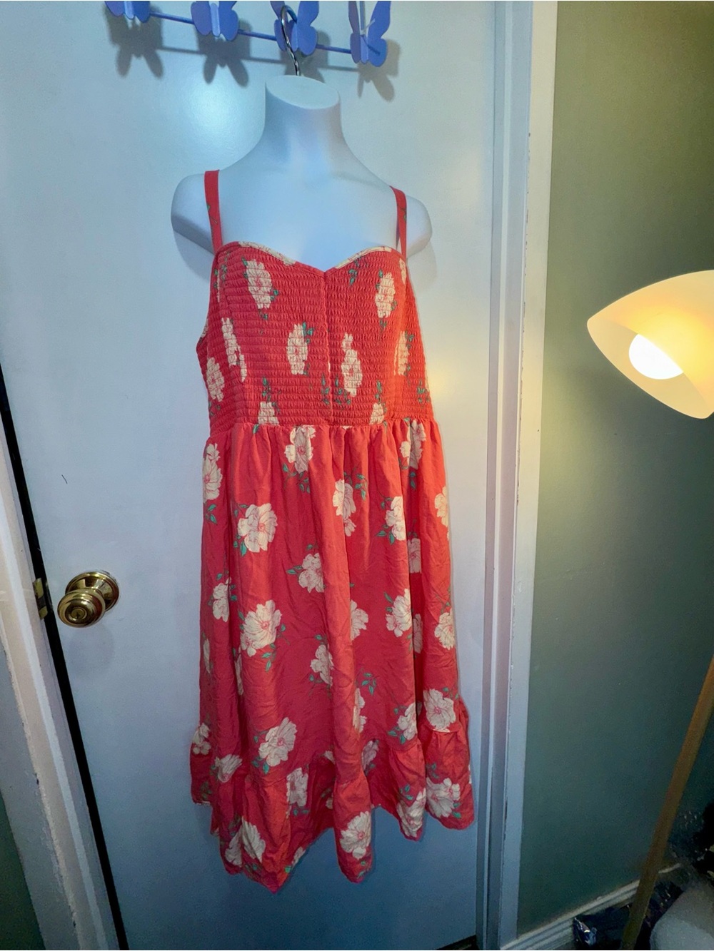 torrid Coral Floral Sundress with Smocked Bodice